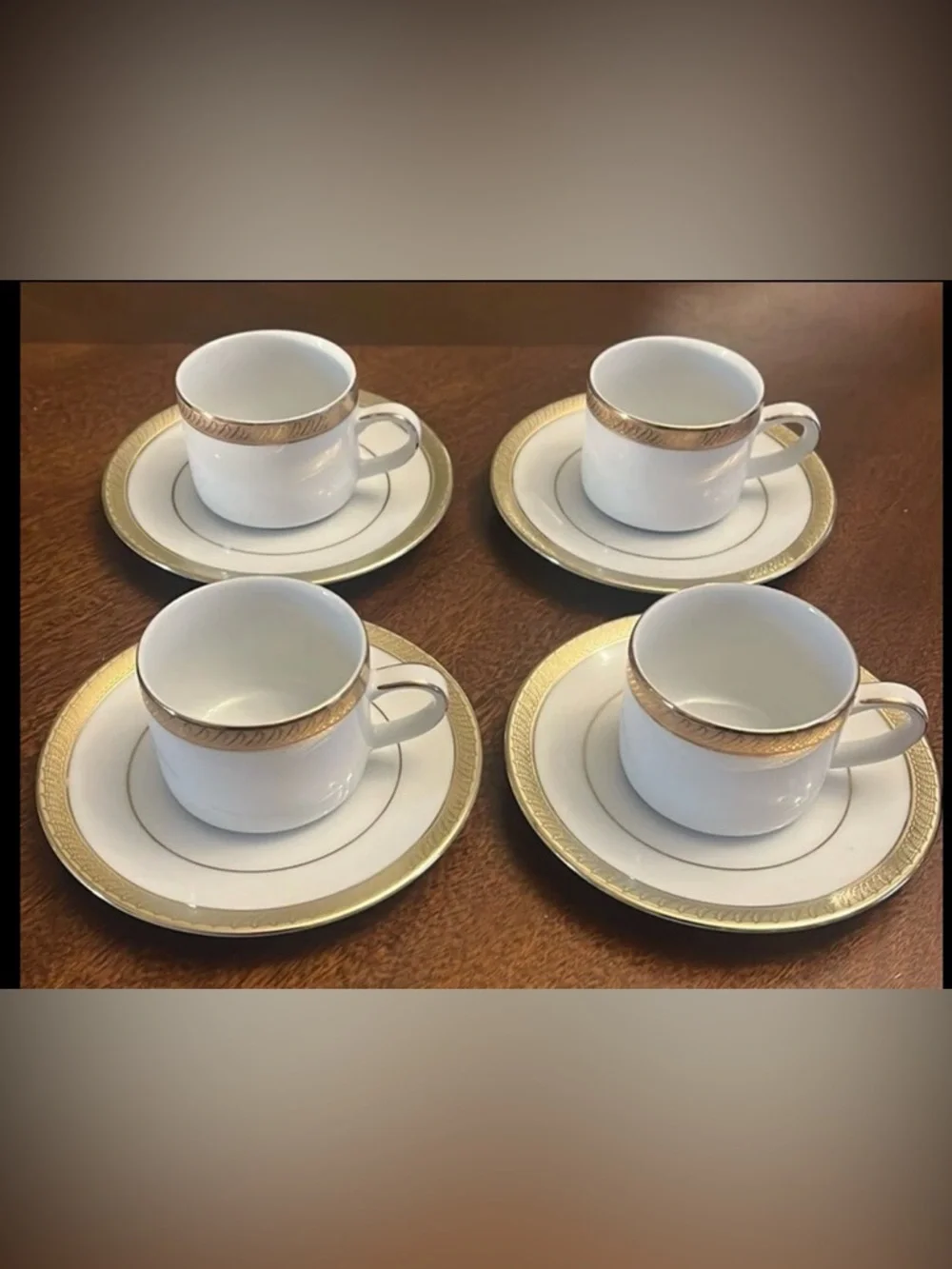 Set of 4 Centurion Collection 9414 Pure Gold Demitasse Cups & Saucers NWOT
